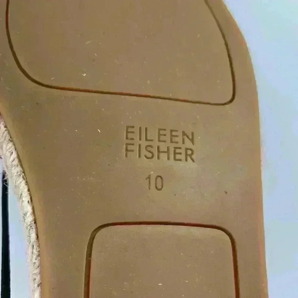 New Eileen Fisher womens Lee espadrille flat size 10 black leather